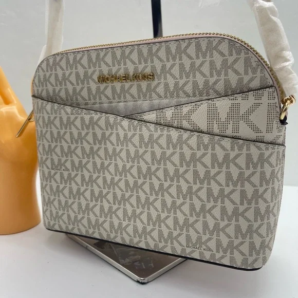 Michael Kors Jet Set Travel Med Logo Dome Crossbody XCROSS XBODY Powder Blush NW